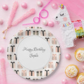 ピーチ&グレイ誕生日 パーソナライズされた ペーパープレート (パーティー)