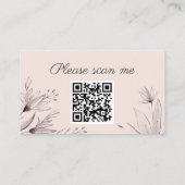 ピーチ&グレーフローラQRコード結婚のウェブサイト エンクロージャーカード (裏面)
