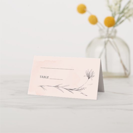 ピーチ&グレーロマン結婚ティックのフローラ座席表 プレイスカード (裏面)