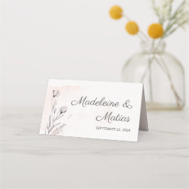 ピーチ&グレーロマン結婚ティックのフローラ座席表 プレイスカード