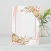 ピーチ＆コーラルカラーの花柄 招待状 (スタンド正面)