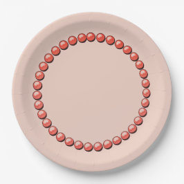 ピーチ&コーラルビーズネックレスプリント紙プレート ペーパープレート