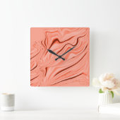 ピーチ、サケの珊瑚とピンクのミックス曲線 スクエア壁時計 (ホーム)