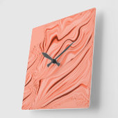 ピーチ、サケの珊瑚とピンクのミックス曲線 スクエア壁時計 (傾斜)