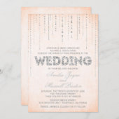 ピーチ&シルバーグリッタールック結婚式招待状 招待状 (正面/裏面)