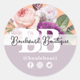 ピーチ&シルバーヴィンテージバラフローラブティックショップ ラウンドシール