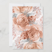 ピーチ＆シルバー フラワーのウェディングドレス ブライダルシャワー 招待状 (裏面)