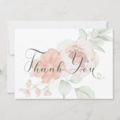 ピーチ&セージ緑結婚の花 サンキューカード (正面)