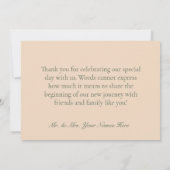 ピーチ&セージ緑結婚の花 サンキューカード (裏面)