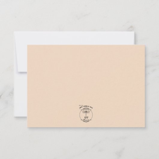 ピーチ&セージ緑結婚の花 セーブザデート (裏面)