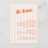 ピーチ&タンジェリンストライプのレトロ結婚ズ詳細 エンクロージャーカード (正面)