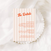 ピーチ&タンジェリンストライプのレトロ結婚ズ詳細 エンクロージャーカード