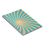 ピーチ&ターコイズレトロスタイル日が差すことデザイン ノートブック (右側)