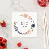 ピーチ&ダスティブルーボタニカルガーデンブライダルシャワー スタンダードカクテルナプキン (インサイチュ)