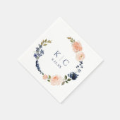 ピーチ&ダスティブルーボタニカルガーデンブライダルシャワー スタンダードカクテルナプキン (角)