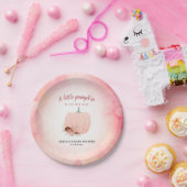 ピーチ&バラ金ゴールドグリッターパンプキンベビーシャワー ペーパープレート (パーティー)