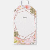 ピーチ&バラ金ゴールド幾何学的ブライダルディスプレイシャワー ギフトタグ (裏面)