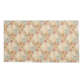 ピーチ、バラ、ブルーフローラ格子 枕カバー (裏面)