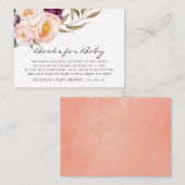 ピーチ&バーガンディフローラ赤ちゃんシャワー予約リクエスト エンクロージャーカード (正面/裏面)