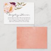 ピーチ&バーガンディフローラ赤ちゃんシャワー表示シャワー エンクロージャーカード (正面/裏面)