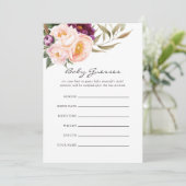 ピーチ＆バーガンディ フラワーベイビーシャワー 推測ゲーム 招待状 (スタンド正面)