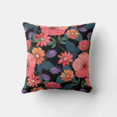 ピーチ&パープルカラーフローラプリント装飾用クッション クッション (裏面)