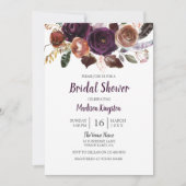 ピーチ&パープルキュートフローラブライダルシャワー招待状 招待状 (正面)