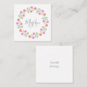 ピーチ&ピンクウォーターカラーデイジーリース ノートカード (正面/裏面)