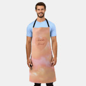 ピーチ&ピンクハート&スカイバイリンガル「アマダ」「愛」 エプロン (着用した状態)