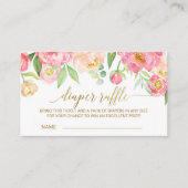 ピーチ&ピンクピーニーおむつラッフル招待状インサート エンクロージャーカード (正面)