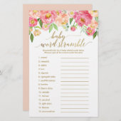 ピーチ&ピンクピーニーフラワーベビーワードスクランブルゲーム (正面/裏面)