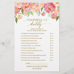 ピーチ&ピンクピーニーフラワーベビーワードスクランブルゲーム