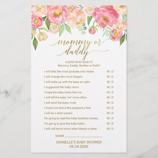 ピーチ&ピンクピーニーフラワーベビーワードスクランブルゲーム (正面)