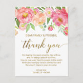 ピーチ&ピンクピーニーフラワー披露宴サンキューカード ポストカード (正面)