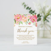 ピーチ&ピンクピーニーフラワー披露宴サンキューカード ポストカード (スタンド正面)