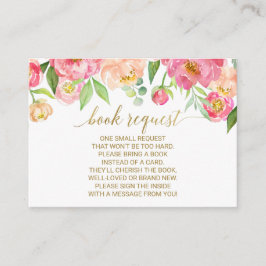 ピーチ&ピンクピーニーブックリクエスト招待状挿入 エンクロージャーカード