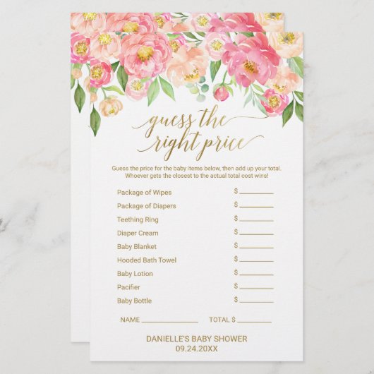 ピーチ&ピンクピーニーベビーワードスクランブル&プライスゲーム (正面/裏面)