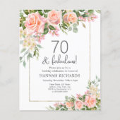 ピーチ | ピンクローズフローラ70th誕生日招待状 (正面)