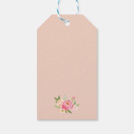 ピーチ&ピンク牡丹の花神バプテスマの恩恵を祝福 ギフトタグ (裏面)