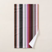 ピーチ、ピンク、グレーの抽象芸術ストライプ バスタオルセット (ハンドタオル)