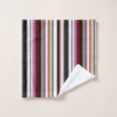 ピーチ、ピンク、グレーの抽象芸術ストライプ バスタオルセット (ウォッシュタオル)