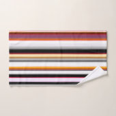 ピーチ、ピンク、グレーの抽象芸術ストライプ バスタオルセット (ハンドタオル)