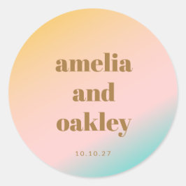 ピーチ ピンク ミント グラデーション カップル 名前 結婚式 日付 ラウンドシール