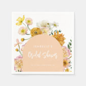 ピーチ フローラル アーチ ブライダル シャワー スタンダードカクテルナプキン (正面)