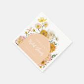 ピーチ フローラル アーチ ブライダル シャワー スタンダードカクテルナプキン (角)