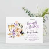 ピーチ フローラル シャンパン ブランシュとバブル 招待状 (スタンド正面)