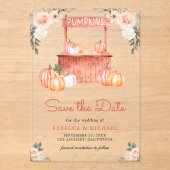 ピーチ フローラル パンプキン マーケット ウェディング セーブ・ザ・デート アクリル招待状 (正面)