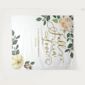 ピーチ フローラル パンプキン 秋のブライダルシャワー 背景 タペストリー (正面(横))