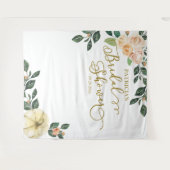 ピーチ フローラル パンプキン 秋のブライダルシャワー 背景 タペストリー (正面(横))