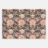 ピーチ フローラル フラワー バースデー ウェディング ブライズ シャワー ラッピングペーパーシート (正面)